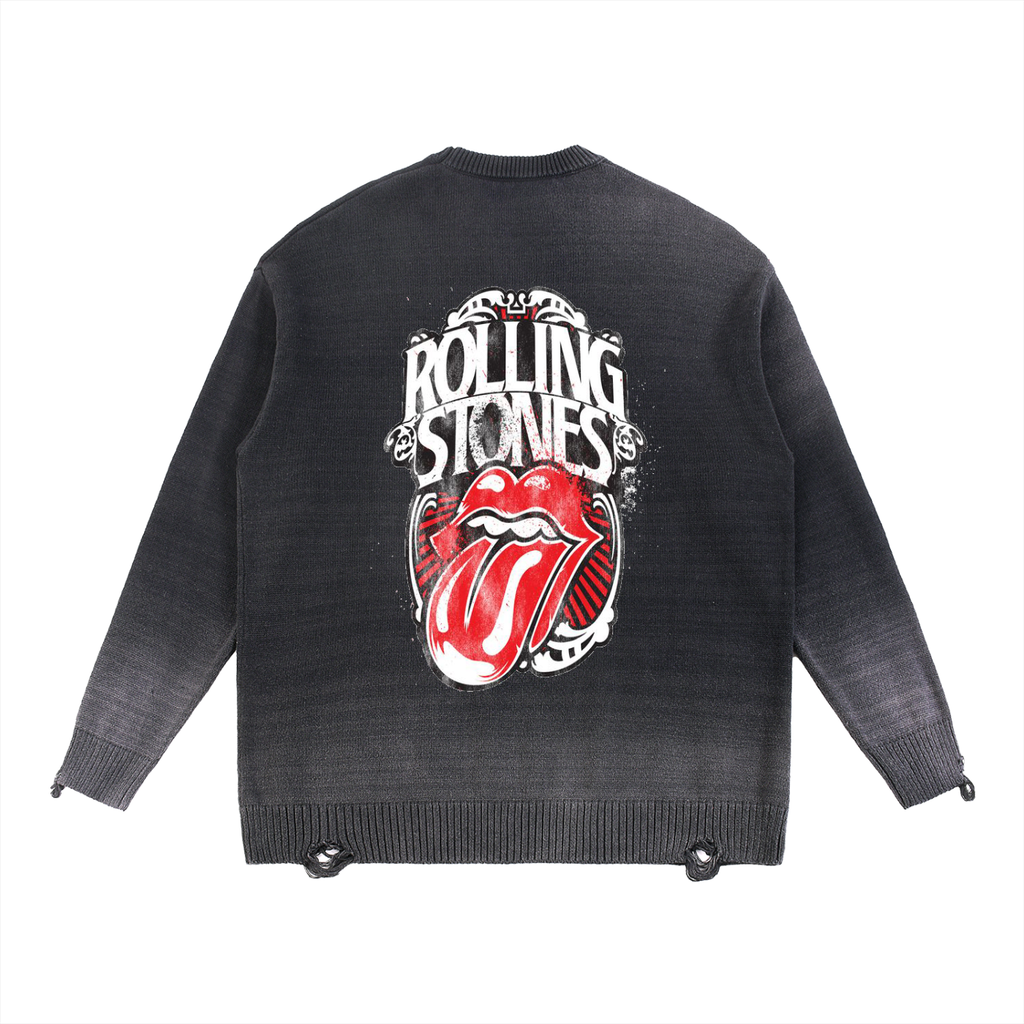 Sun Fade Distressed Ripped Crewneck sweater