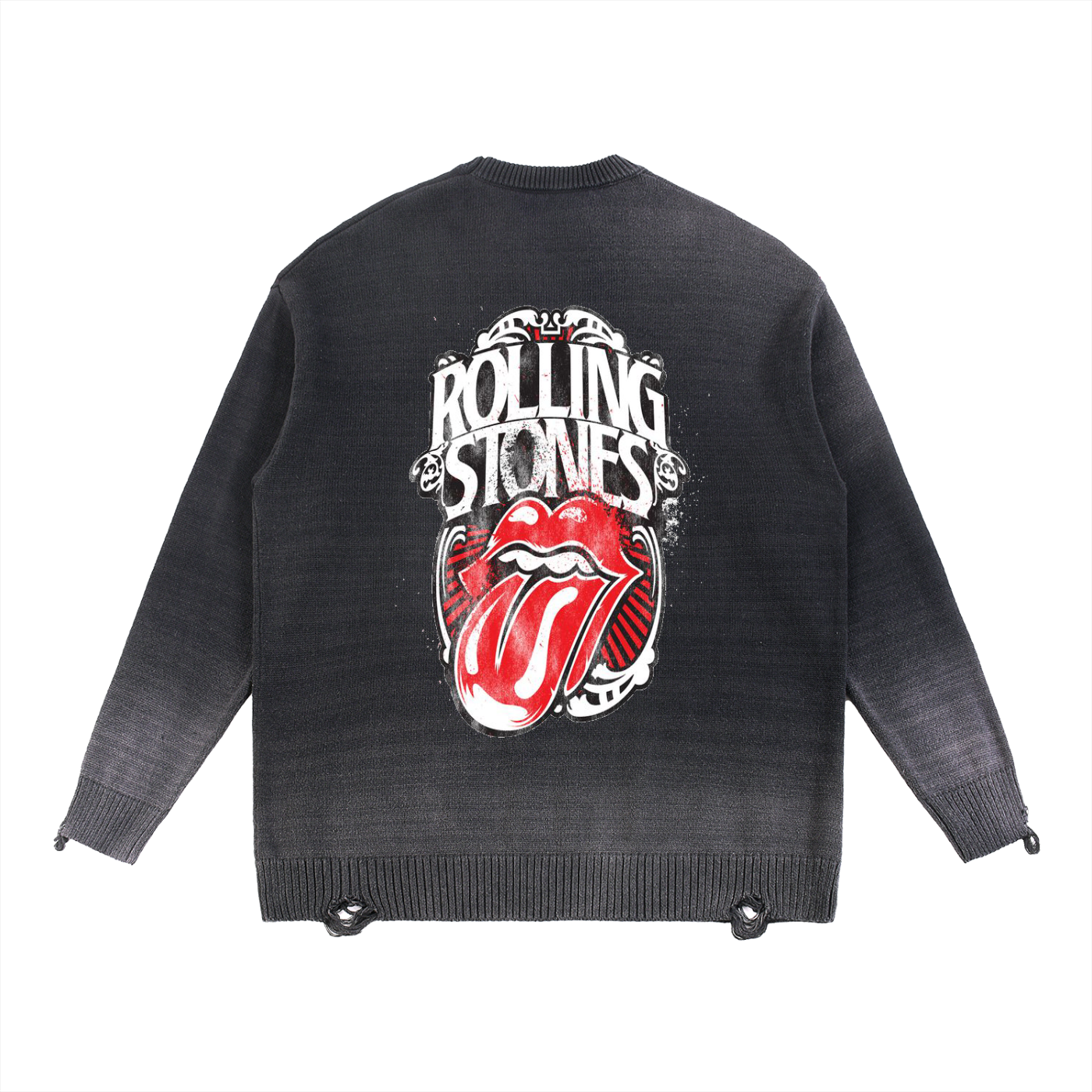 Sun Fade Distressed Ripped Crewneck sweater